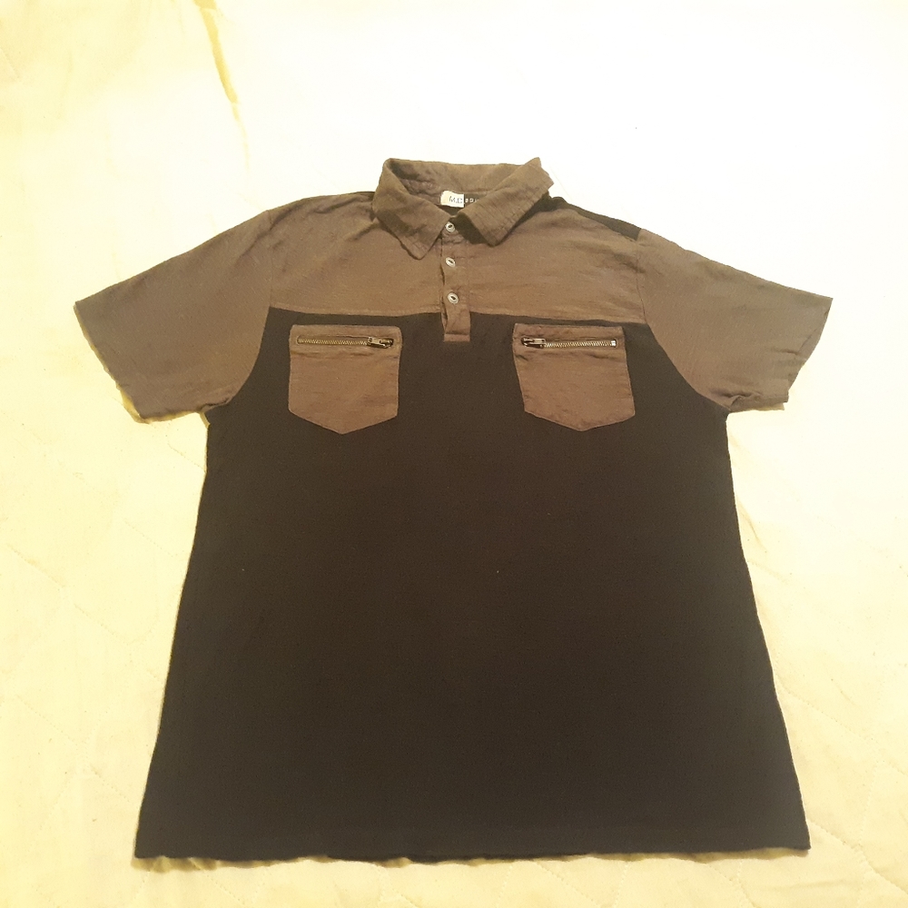 M.C. Squared2 Black & Gray Polo Shirt Size M